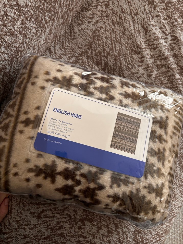 ENGLISH HOME Kahverengi Desenli Battaniye - Görsel 3