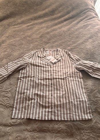 Penti Düğmeli Uzun Kollu Çizgili Kadın Gömlek Pijama Takımı - Görsel 2