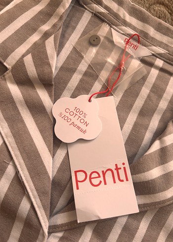 Penti Düğmeli Uzun Kollu Çizgili Kadın Gömlek Pijama Takımı - Görsel 3