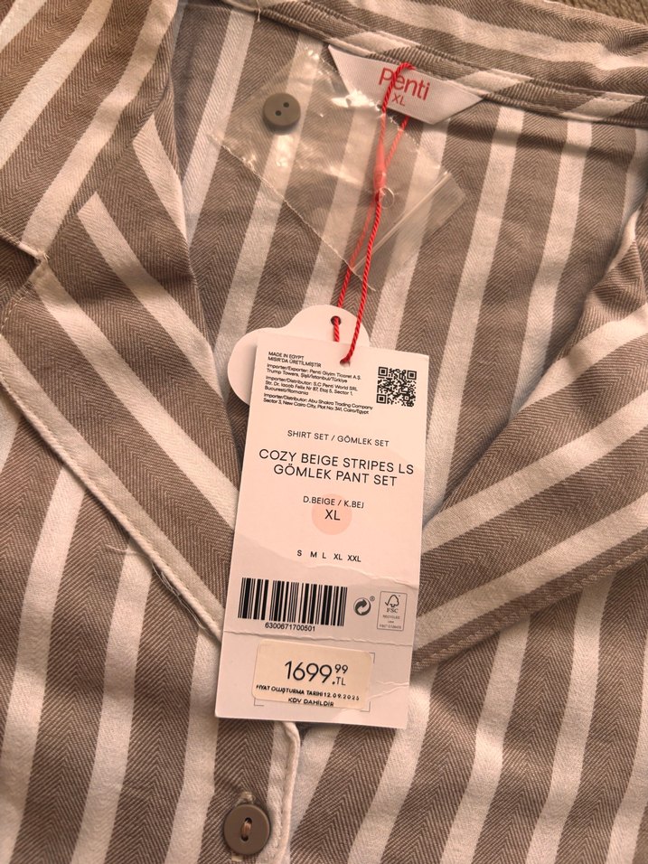 Penti Düğmeli Uzun Kollu Çizgili Kadın Gömlek Pijama Takımı - Görsel 4