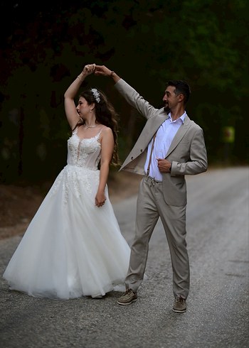 Bohem Beyaz A Kesim Uzun Gelinlik - Görsel 3