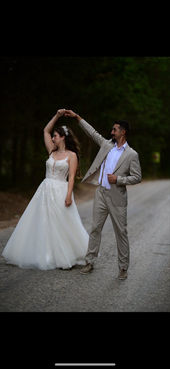 Bohem Beyaz A Kesim Uzun Gelinlik - Görsel 3