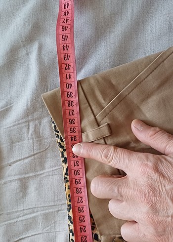 Bej Kadın Keten Kumaş Pantolon - Görsel 5