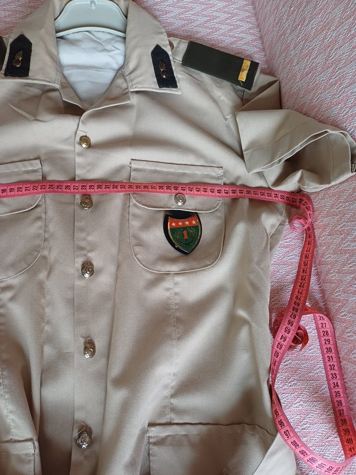 Bej Kısa Kollu Kemerli Erkek Gömlek - Görsel 3