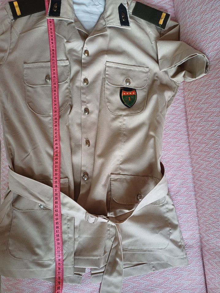 Bej Kısa Kollu Kemerli Erkek Gömlek - Görsel 4