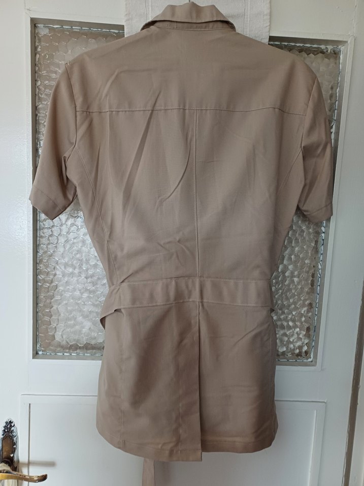 Bej Kısa Kollu Kemerli Erkek Gömlek - Görsel 2