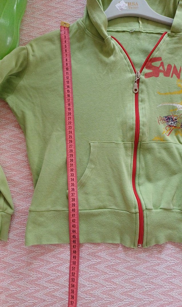 Yeşil Kapüşonlu Fermuarlı Kız Ceketi - Görsel 4