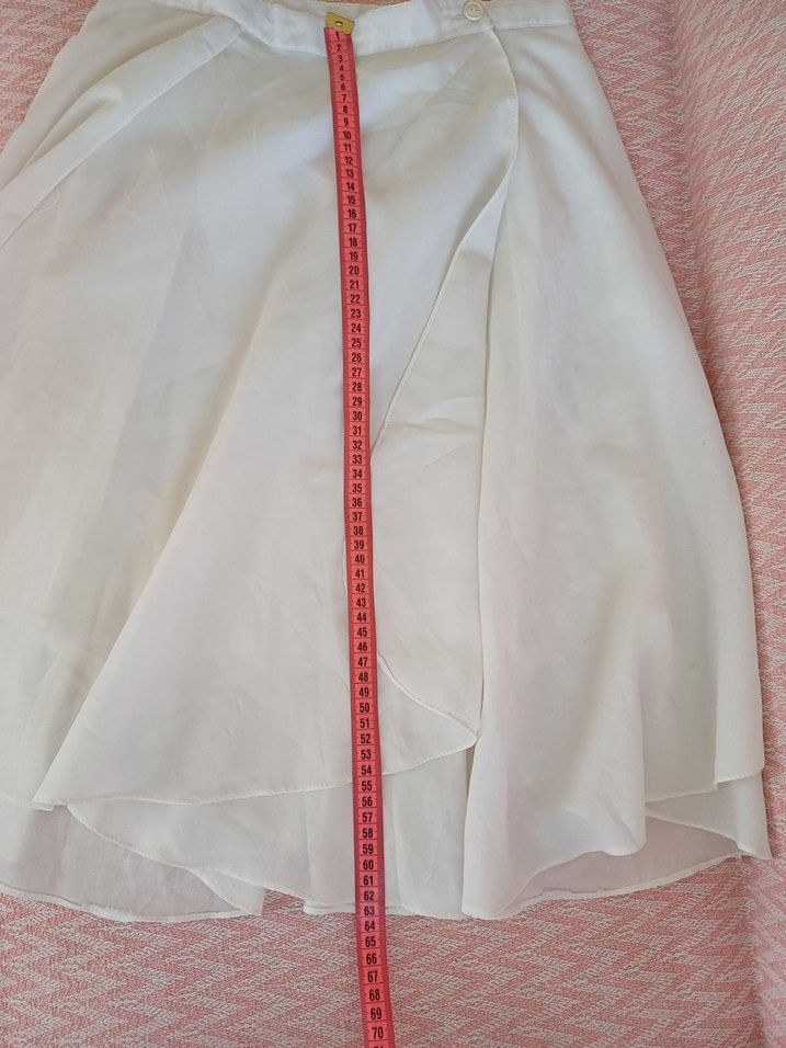 Beyaz Drapeli Midi  Etek - Görsel 3