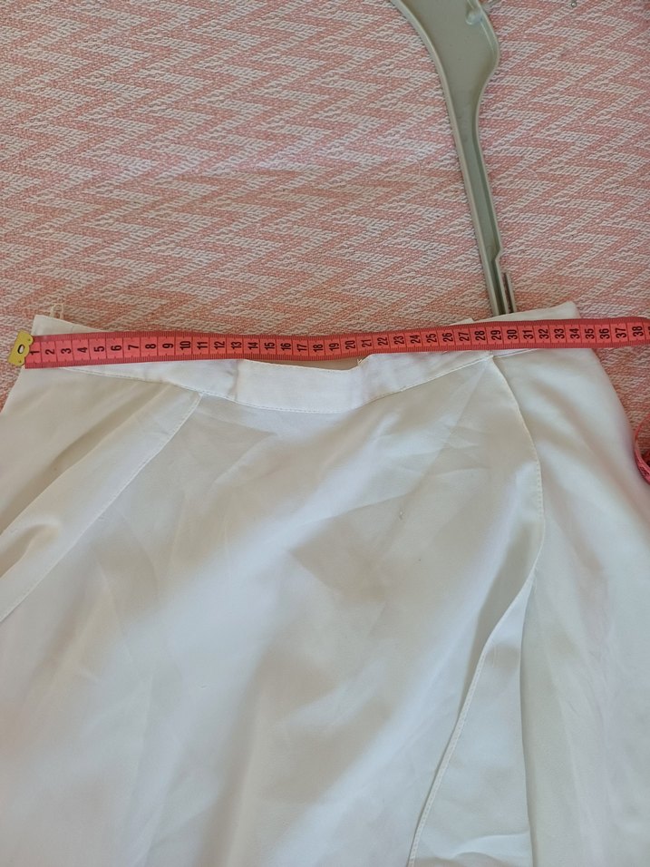 Beyaz Drapeli Midi  Etek - Görsel 4