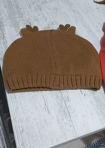 3-5 Yaş, 21 cm Beden Nakışlı Kahverengi Çocuk Bere
