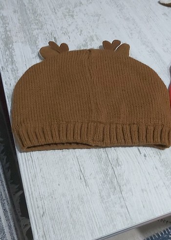 3-5 Yaş, 21 cm Beden kahverengi Renk Nakışlı Kahverengi Çocuk Bere