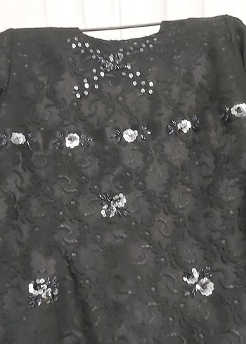 m Beden siyah Renk siyah lez dantel payet işlemeli abiye