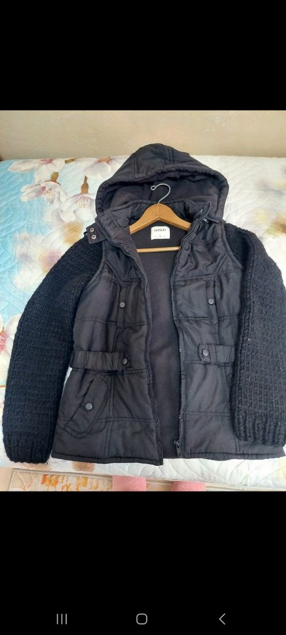 Kemerli Siyah Kadın Kışlık Kapüşonlu Yelek - Görsel 2