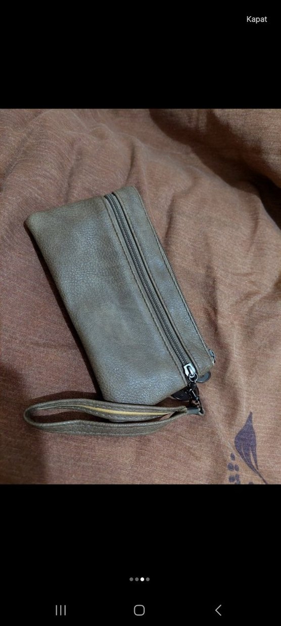 Bej Deri Kadın El Çantası Fermuarlı - Görsel 3