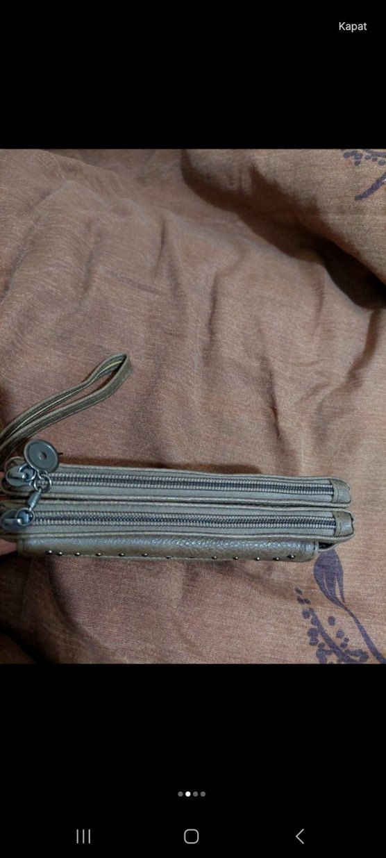 Bej Deri Kadın El Çantası Fermuarlı - Görsel 2