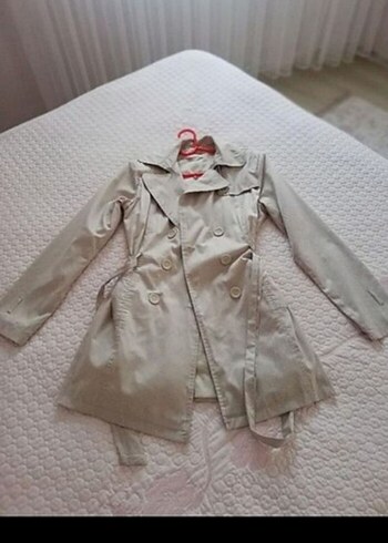 Bej Kadın Deri Midi Trençkot - Görsel 3