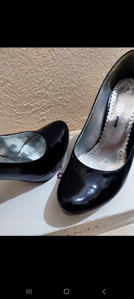 Siyah Rugan Stiletto Topuklu Kadın Ayakkabı - Görsel 2