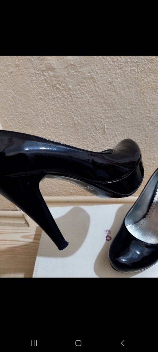 Siyah Rugan Stiletto Topuklu Kadın Ayakkabı - Görsel 4