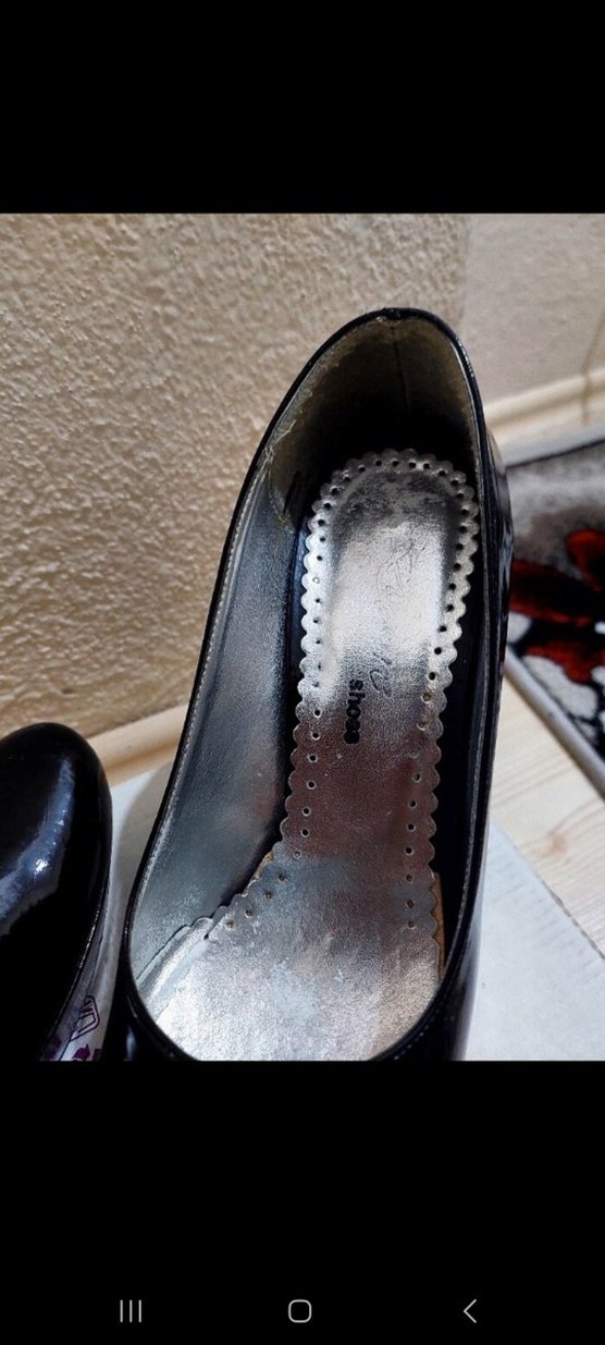 Siyah Rugan Stiletto Topuklu Kadın Ayakkabı - Görsel 3