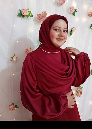 Bordo Uzun Kollu Salaş Tesettür Elbise - Görsel 2