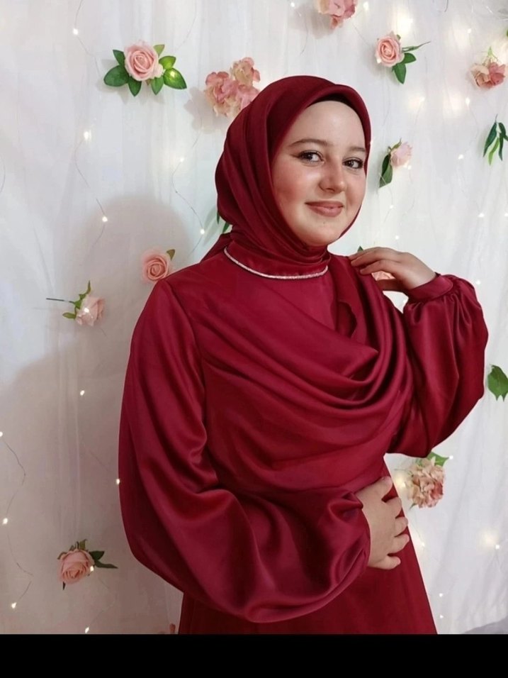 Bordo Uzun Kollu Salaş Tesettür Elbise - Görsel 3