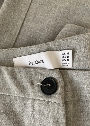 Bershka Düğmeli Gri Kadın Kumaş Pantolon