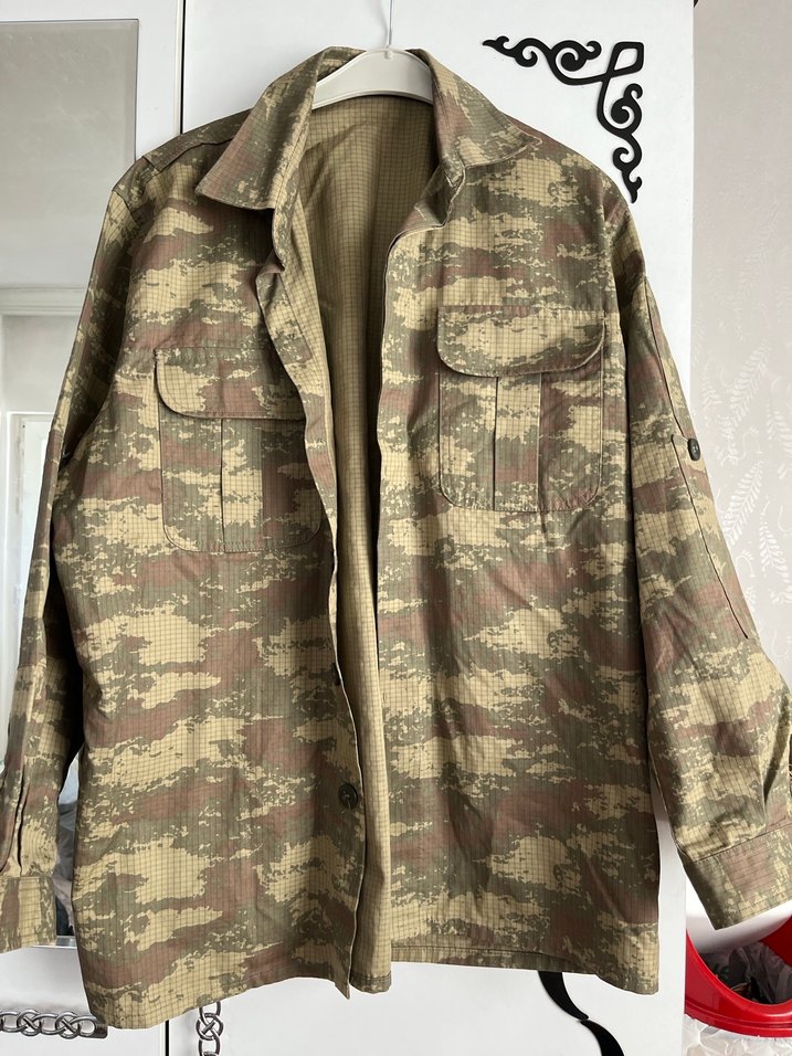 Düğmeli Kamuflaj Desenli Erkek Ceket- Gömlek - Görsel 2