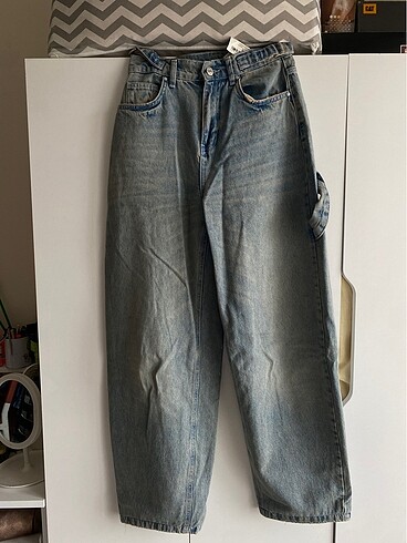 yüksek bel bol kesim carpenter skater jeans