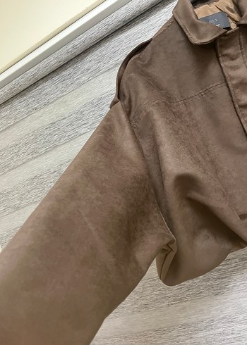 Kemerli Kahverengi Süet Kadın Ceket - Görsel 2