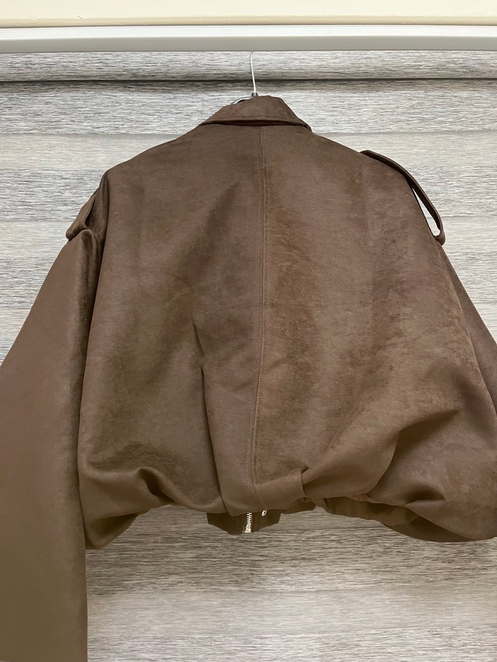 Kemerli Kahverengi Süet Kadın Ceket - Görsel 5