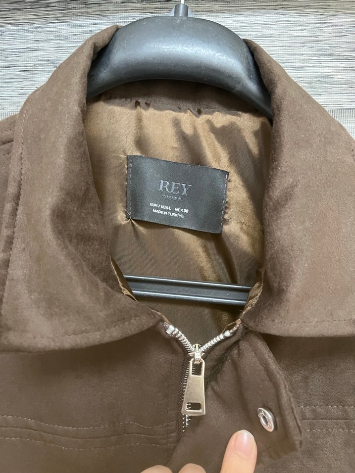 Kemerli Kahverengi Süet Kadın Ceket - Görsel 4