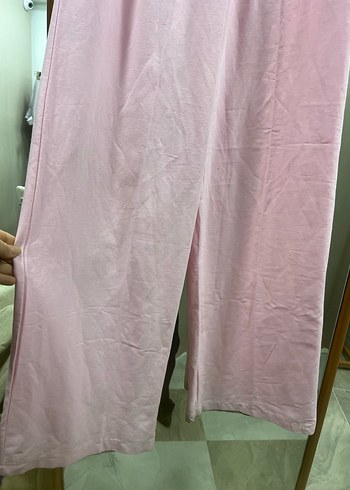 Pembe Keten Pilili Kadın Pantolon - Görsel 2