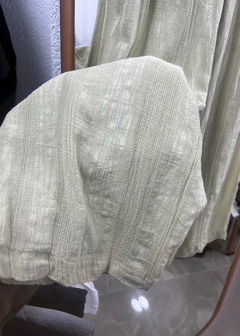 Bej Kadın Bol Kesim Keten Pantolon - Görsel 2