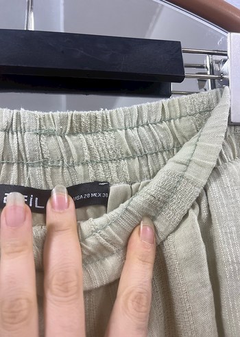 Bej Kadın Bol Kesim Keten Pantolon - Görsel 5