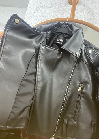 Kadın Siyah Deri Biker Ceket - Görsel 5