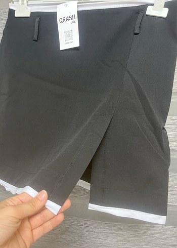 m Beden Siyah Gri Elastik Bel Mini Etek