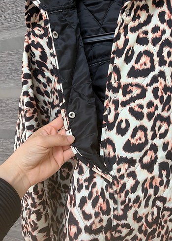m Beden kahverengi Renk Kahverengi Leopar Desenli Kapüşonlu Kadın Ceket