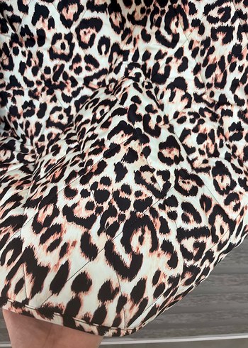 Diğer Kahverengi Leopar Desenli Kapüşonlu Kadın Ceket