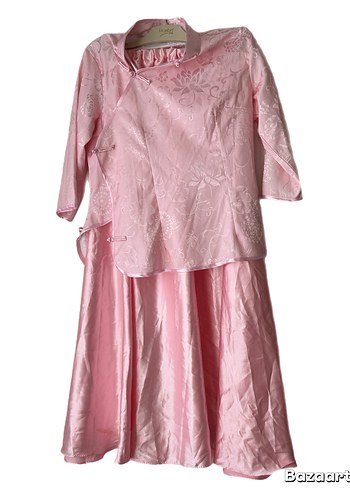 Pembe Uzun Saten Japon takım