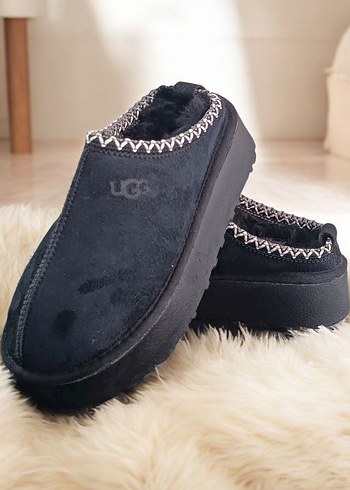 Ugg Örgü Detaylı Kadın Gri Platform Terlik