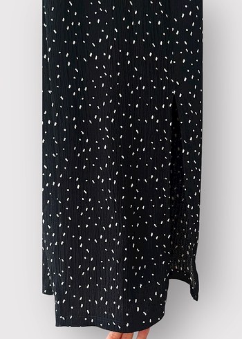 Askılı Siyah Puantiyeli Elbise  İnce Askılı, Yırtmaçlı - Görsel 4