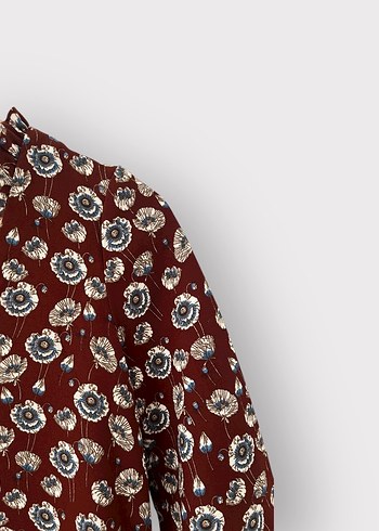 Bordo Çiçek Desenli Tunik / Elbise  Rahat Kesim - Görsel 4