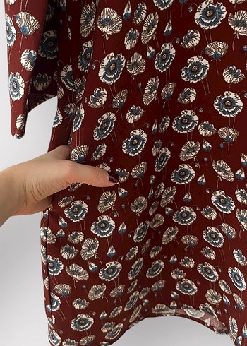 Bordo Çiçek Desenli Tunik / Elbise  Rahat Kesim - Görsel 5