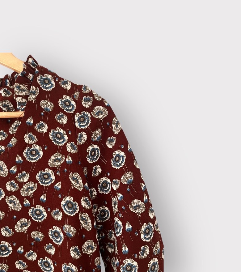 Bordo Çiçek Desenli Tunik / Elbise  Rahat Kesim - Görsel 4