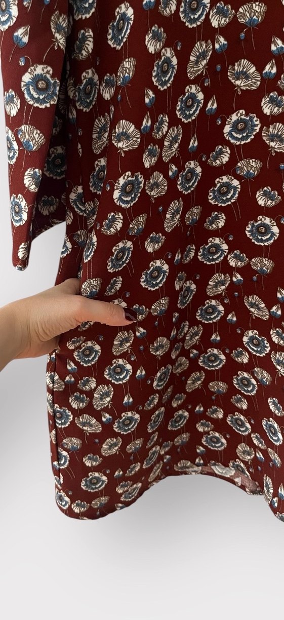 Bordo Çiçek Desenli Tunik / Elbise  Rahat Kesim - Görsel 5