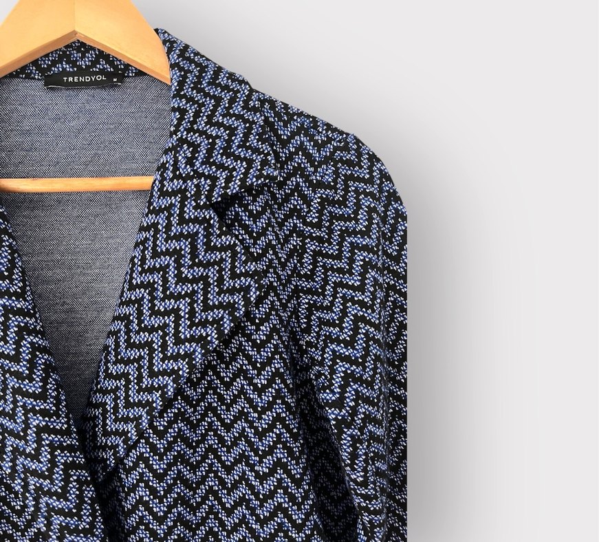 Düğmeli Lacivert Kadın Blazer Ceket - Görsel 3