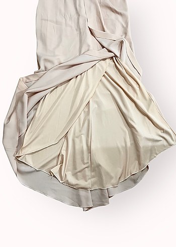 Straplez Korse Detaylı Uzun Elbise  Pudra Tonu - Görsel 6