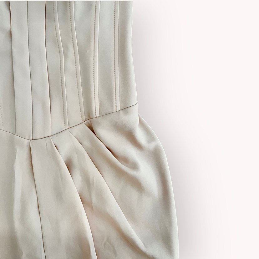 Straplez Korse Detaylı Uzun Elbise  Pudra Tonu - Görsel 5