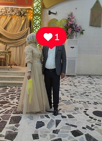 Diğer bej rengi abiye 38 beden altı tarlatanli