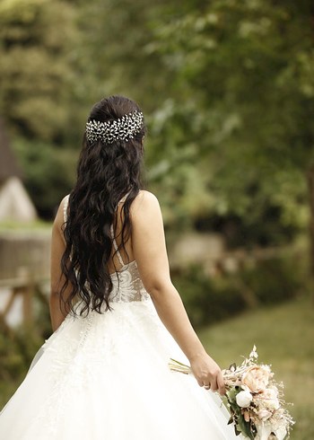 Beyaz Straplez A Kesim Gelinlik - Görsel 5